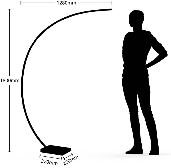 Łukowa lampa podłogowa LED Lindby Kendra, czarna