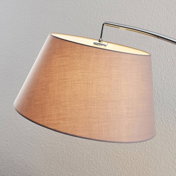 Lampa łukowa - lampa stojąca Evelyna Lucande, aluminiowy / szary / cynkowy, sypialnia, tkanina / materiał / jedwab, nowoczesny