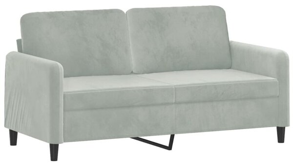 Sofa 2-osobowa, jasnoszara, 140 cm, tapicerowana aksamitem