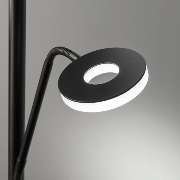 FISCHER & HONSEL Lampa stojąca LED Dent, możliwość ściemniania, czarny, salon / jadalnia, metal, nowoczesny