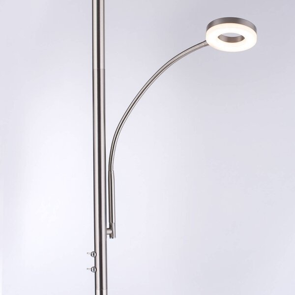 LOLA Smart Lampa LED oświetlająca sufit LOLAsmart Rocco z ramieniem do czytania Rocco, możliwość ściemniania, aluminiowy / szary / cynkowy, salon / jadalnia, metal, nowoczesny