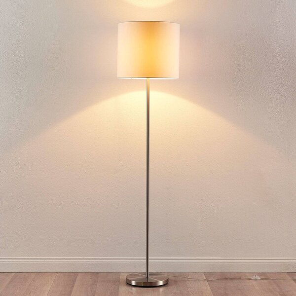 Lampa stojąca Parsa Lindby, biały / opal, salon / jadalnia, tkanina / materiał / jedwab, młodzieżowy
