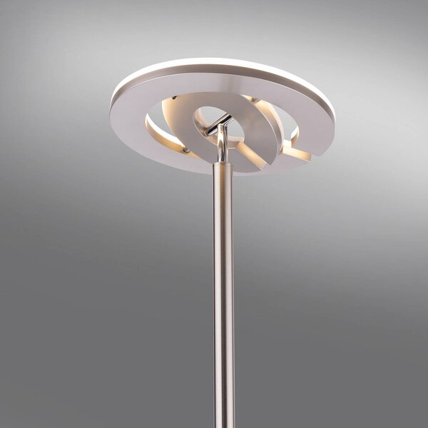 LOLA Smart Lampa LED oświetlająca sufit LOLAsmart Rocco z ramieniem do czytania Rocco, możliwość ściemniania, aluminiowy / szary / cynkowy, salon / jadalnia, metal, nowoczesny