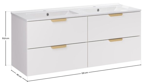 Zestaw mebli łazienkowych 120cm z umywalką Lava Aster White