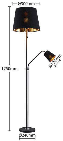 Lampa stojąca Efalia Lindby, czarny, salon / jadalnia, metal, nowoczesny