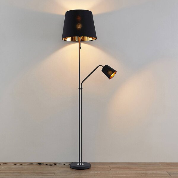 Lampa stojąca Efalia Lindby, czarny, salon / jadalnia, metal, nowoczesny