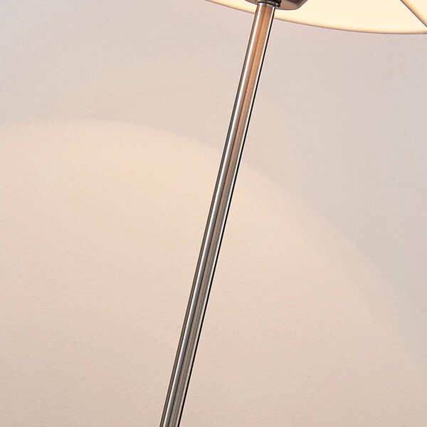 Lampa stołowa Annatina Lindby, aluminiowy / szary / cynkowy, sypialnia, tkanina / materiał / jedwab, nowoczesny