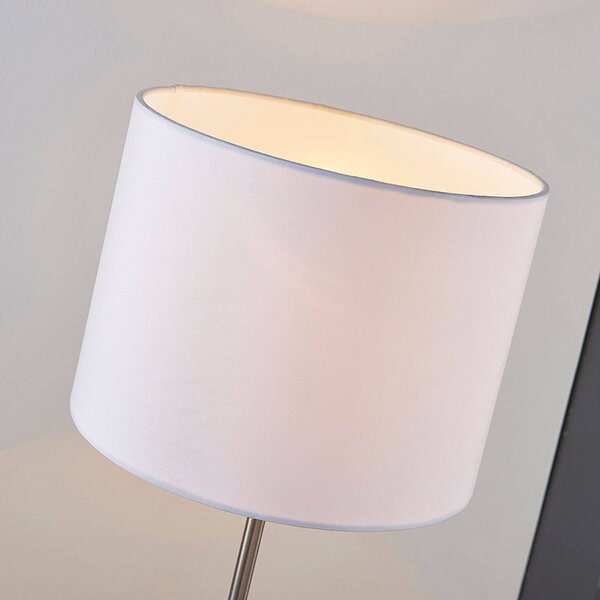 Lampa stołowa Annatina Lindby, aluminiowy / szary / cynkowy, sypialnia, tkanina / materiał / jedwab, nowoczesny