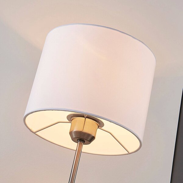 Lampa stołowa Annatina Lindby, aluminiowy / szary / cynkowy, sypialnia, tkanina / materiał / jedwab, nowoczesny