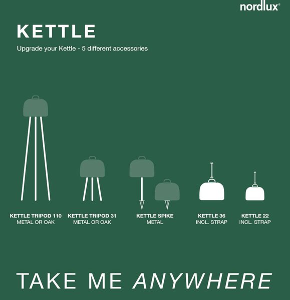 Nordlux Lampa stojąca LED Kettle Tripod Metal, klosz 36 cm Kettle, możliwość ściemniania, metal, design