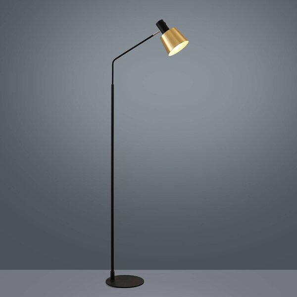 Lampa podłogowa Lindby Vlada, 144 cm, mosiądz, czarny, metal
