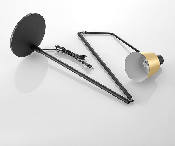 Lampa podłogowa Lindby Vlada, 144 cm, mosiądz, czarny, metal