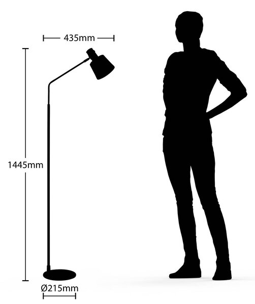 Lampa podłogowa Lindby Vlada, 144 cm, mosiądz, czarny, metal