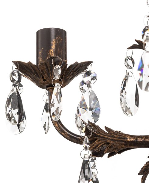 Żyrandol kryształowy Teresa ONLI, możliwość ściemniania, brązowy / mosiężny, salon / jadalnia, metal, antyczny