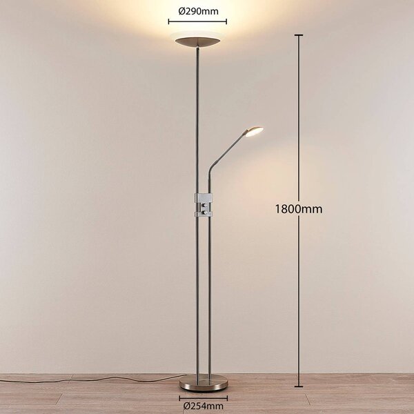 Lampa stojąca LED Jonne Lindby, możliwość ściemniania, aluminiowy / szary / cynkowy, salon / jadalnia, metal, nowoczesny