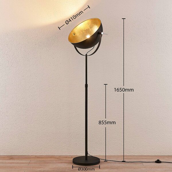Lampa stojąca Muriel Lindby, czarny, salon / jadalnia, metal, nowoczesny