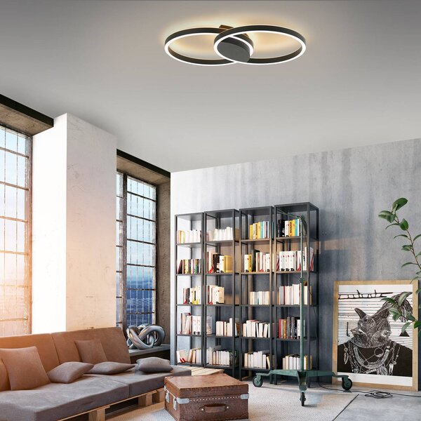 Q-Smart-Home Inteligentna lampa sufitowa Q-MARKO, możliwość ściemniania, czarny, salon / jadalnia, aluminium, nowoczesny