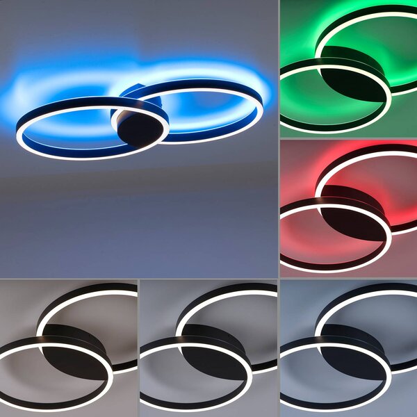 Q-Smart-Home Inteligentna lampa sufitowa Q-MARKO, możliwość ściemniania, czarny, salon / jadalnia, aluminium, nowoczesny