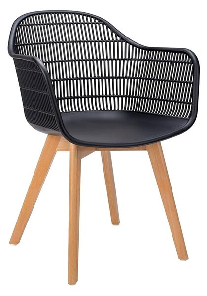 Krzesło ażurowe patyczak z oparciem Cesta - czerń i jesion