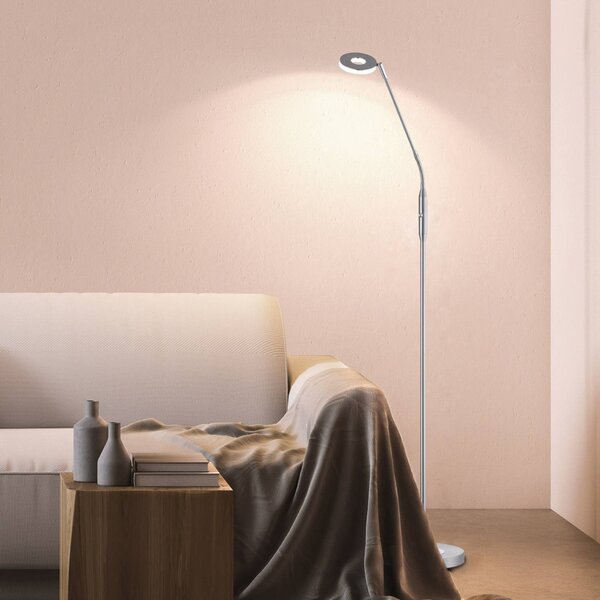 FISCHER & HONSEL Lampa stojąca LED Dent, możliwość ściemniania, aluminiowy / szary / cynkowy, salon / jadalnia, metal, nowoczesny