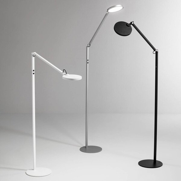 Fabas Luce Lampa stojąca LED Regina, możliwość ściemniania, aluminiowy / szary / cynkowy, salon / jadalnia, metal, nowoczesny