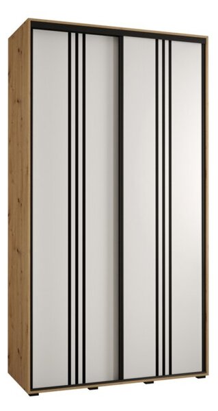 Szafa przesuwna wysoka Davos 6 130, gł. 45 cm artisan + biały + czarny