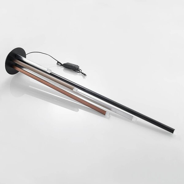 Lampa stojąca LED Stoika Lucande, możliwość ściemniania, czarny, salon / jadalnia, metal, nowoczesny