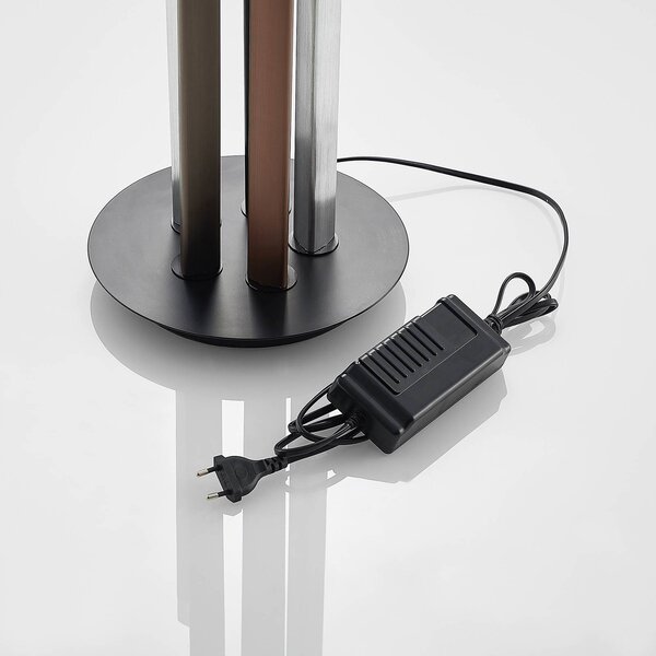 Lampa stojąca LED Stoika Lucande, możliwość ściemniania, czarny, salon / jadalnia, metal, nowoczesny