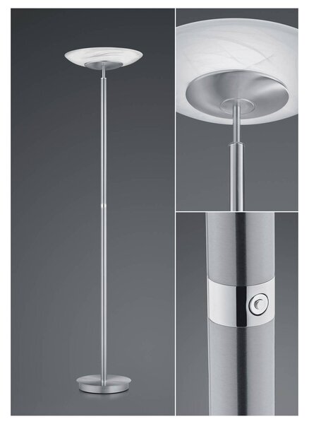 HELL Lampa stojąca LED Findus, możliwość ściemniania, aluminiowy / szary / cynkowy, salon / jadalnia, metal, nowoczesny