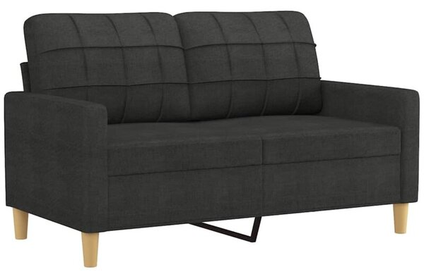 Sofa 2-osobowa, czarna, 120 cm, tapicerowana tkaninÄ