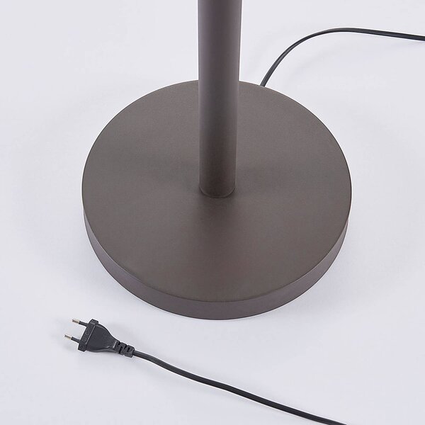 Lucande Lampa stojąca Dunja, biała/rdzawa, metal, lampka do czytania Dunja, brązowy / rdzawy, salon / jadalnia, metal, dworkowy / rustykalny
