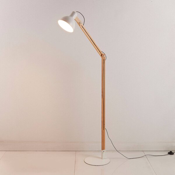 Lampa stojąca Shivanja Lindby, jasne drewno, biuro, drewno, nowoczesny