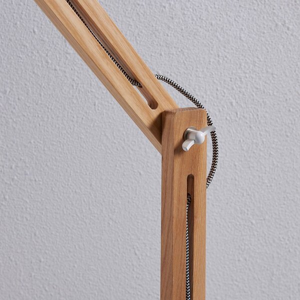Lampa stojąca Shivanja Lindby, jasne drewno, biuro, drewno, nowoczesny