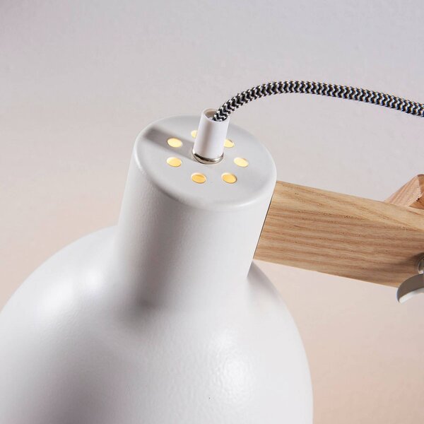 Lampa stojąca Shivanja Lindby, jasne drewno, biuro, drewno, nowoczesny