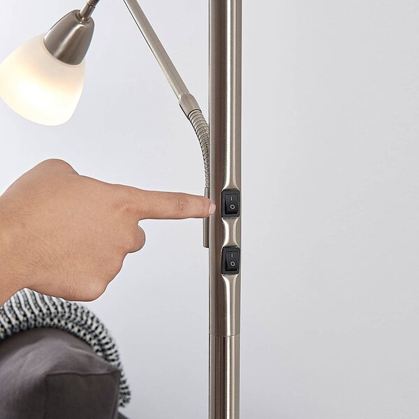 Lampa stojąca Jost Lindby, aluminiowy / szary / cynkowy, salon / jadalnia, metal, nowoczesny
