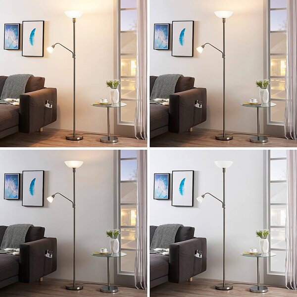 Lampa stojąca Jost Lindby, aluminiowy / szary / cynkowy, salon / jadalnia, metal, nowoczesny