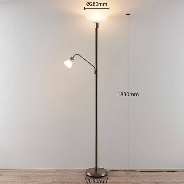 Lampa stojąca Jost Lindby, aluminiowy / szary / cynkowy, salon / jadalnia, metal, nowoczesny