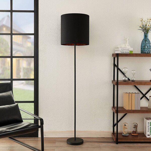 Lampa stojąca Nymar Lindby, czarny, salon / jadalnia, tkanina / materiał / jedwab, nowoczesny