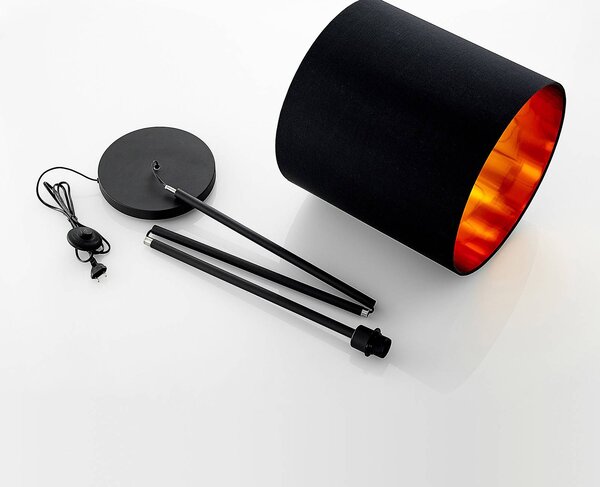 Lampa stojąca Nymar Lindby, czarny, salon / jadalnia, tkanina / materiał / jedwab, nowoczesny