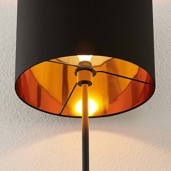 Lampa stojąca Nymar Lindby, czarny, salon / jadalnia, tkanina / materiał / jedwab, nowoczesny