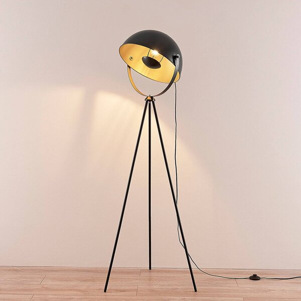 Lampa stojąca Meline Lindby, czarny, salon / jadalnia, metal, nowoczesny