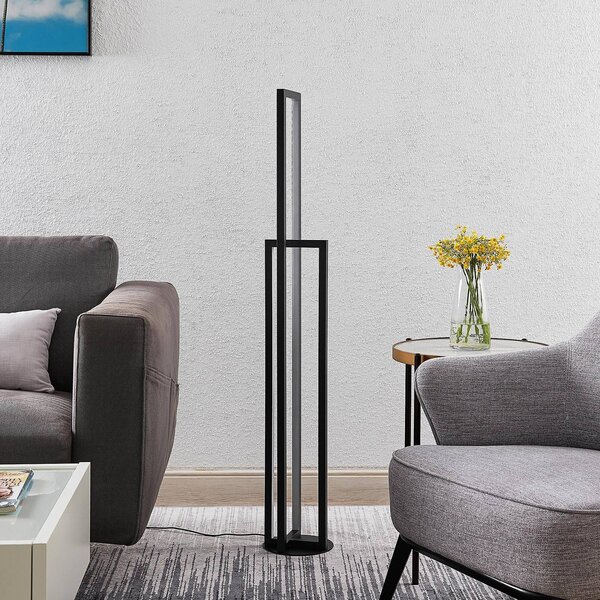 Lampa stojąca LED Hylda Lucande, możliwość ściemniania, czarny, salon / jadalnia, aluminium, nowoczesny