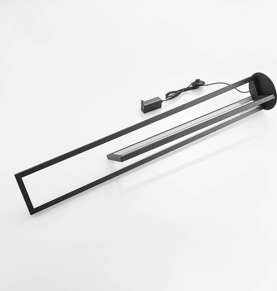 Lampa stojąca LED Hylda Lucande, możliwość ściemniania, czarny, salon / jadalnia, aluminium, nowoczesny