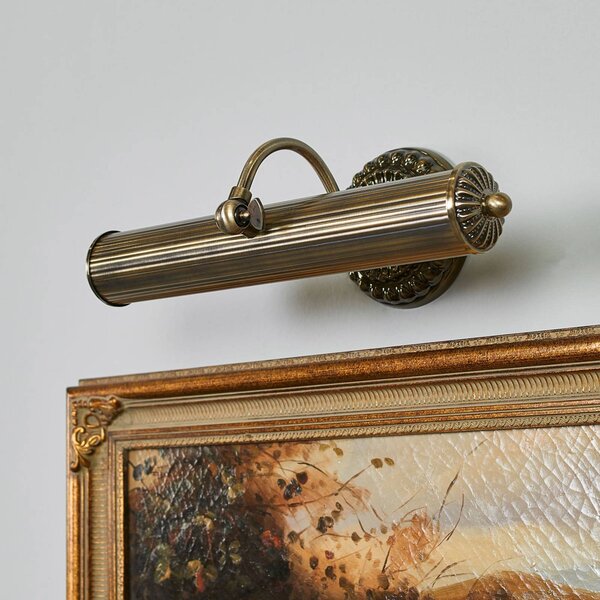 Lampa ścienna z obrazem Lindby Joely, 37 cm, mosiądz, metal, E14 Joely Lindby, możliwość ściemniania, brązowy / mosiężny, salon / jadalnia, metal, antyczny