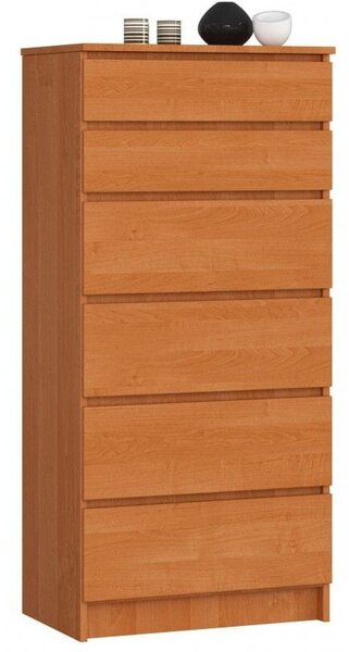 Komoda do sypialni, pokoju, 6 szuflad, STILO, 60x40x130 cm, olcha, mat | TYLETEGOTU