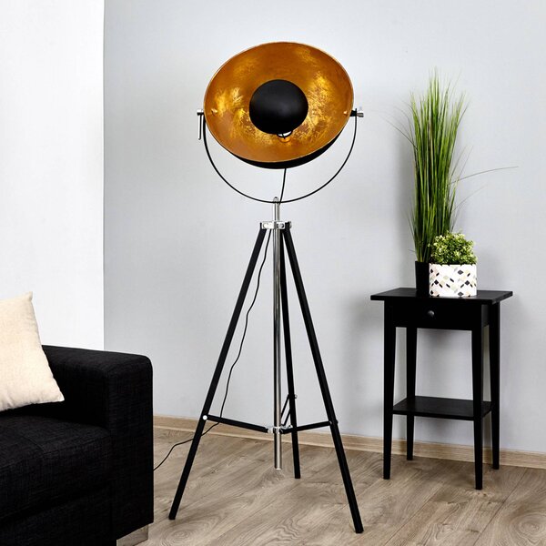 Lampa stojąca Mineva Lindby, czarny, salon / jadalnia, metal, nowoczesny