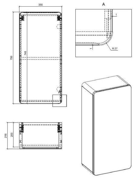 Szafka Łazienkowa Wisząca D6-E11