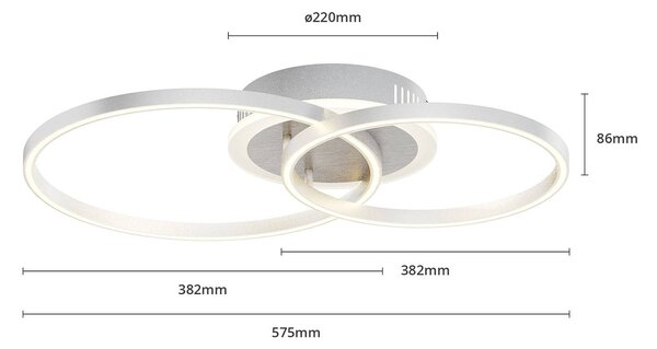 Inteligentna lampa sufitowa Edica Lindby, możliwość ściemniania, aluminiowy / szary / cynkowy, salon / jadalnia, aluminium, nowoczesny