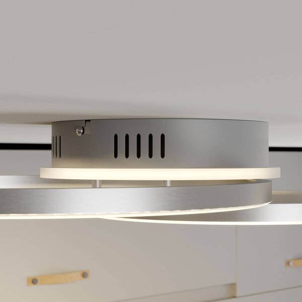 Inteligentna lampa sufitowa Edica Lindby, możliwość ściemniania, aluminiowy / szary / cynkowy, salon / jadalnia, aluminium, nowoczesny