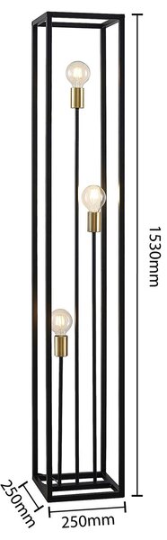 Lampa stojąca Tiliane Lindby, czarny, salon / jadalnia, metal, nowoczesny